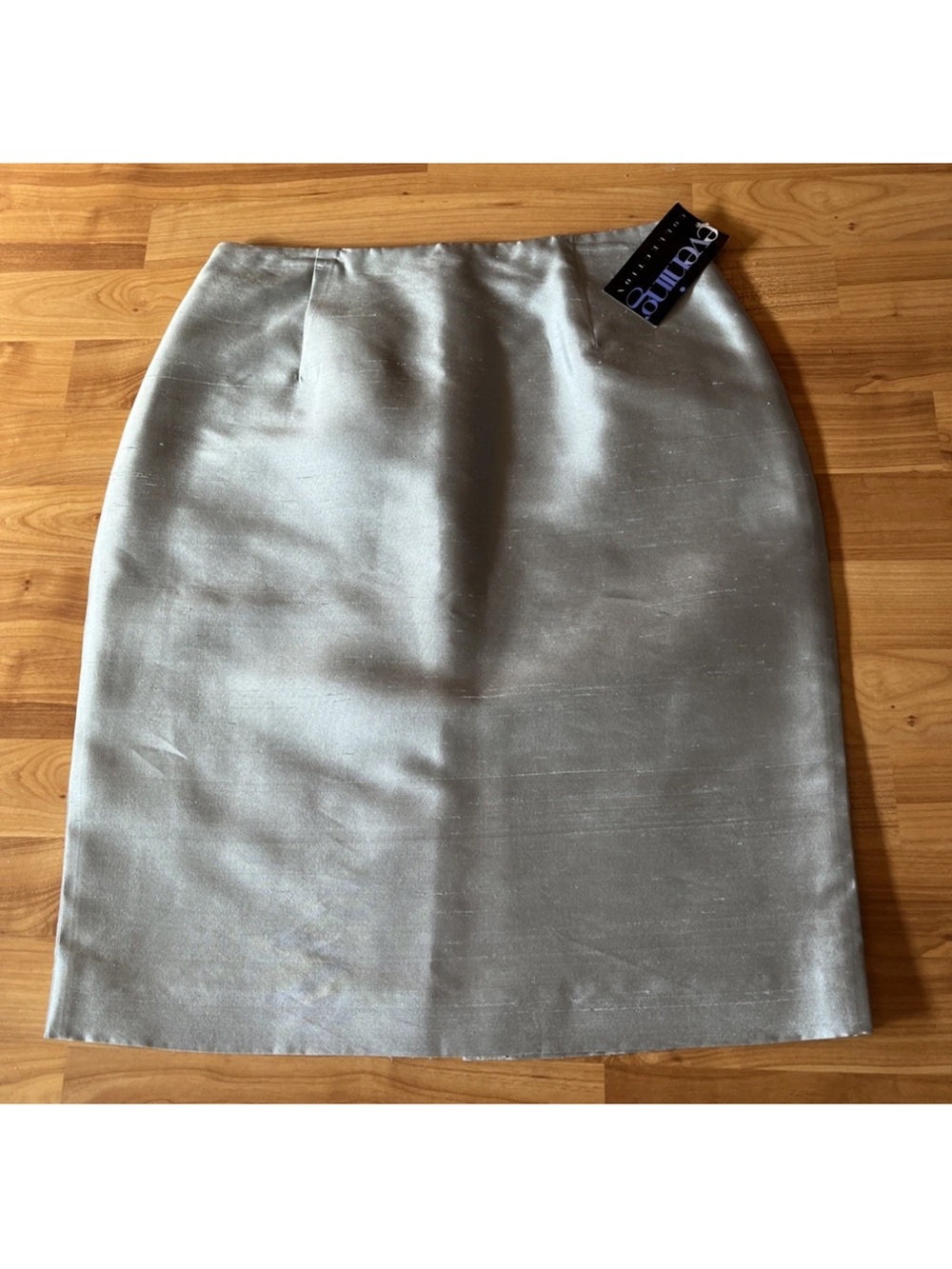 Vintage Noviello Bloom 100% Silk Blue Pencil Skirt  Sz 8| High Waist | Luxury